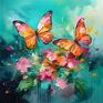 Annsayuri ART plakat z plakaty z motyle - turkusowy z motylami abstrakcyjny obraz