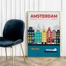 plakat miasto amsterdam - ilustracja 40x50 cm