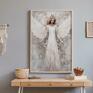 plakaty: w Delikatnych Odcieniach Beżu i Bieli 40x50 cm (8 - 2 0044) - obrazek z aniolem kobieta anioł