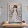 Anioł w Delikatnych Odcieniach Beżu i Bieli 40x50 cm (8 2 0042) plakaty na szczęście