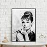 plakaty: Hepburn biało czarny - format 61x91 cm - śniadanie plakat audrey