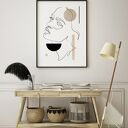Plakat One Line z Różem 50x70 cm - portret kobiety w geometrii