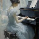 Pianistka - plakat 30x40 cm muzyka, fortepian i dziewczyna portret