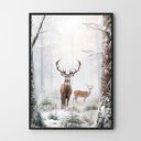 Plakat Zimowy Las - 40x50 cm z motywem zwierząt