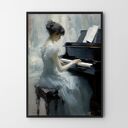 Pianistka - plakat 30x40 cm muzyka, fortepian i dziewczyna portret