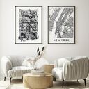 Zestaw 2 plakatów Nowy Jork NYC - mapa jako dekoracja ścienna