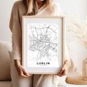 Plakat Mapa Lublina 30x40 cm - czarno-biała grafika do Twojej ramy
