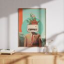 Plakat Radiohead 70x100 cm - surrealistyczny kolaż retro radia