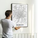 Plakat Monachium Munich mapa - format 50x70 cm B2