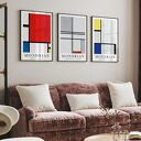 Zestaw 3 plakatów a la Mondrian w formacie A4 - minimalistyczna geometria na ścianę