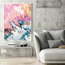 Abstrakcja Niebo - plakat 50x70 cm B2 w turkusowo-różowych barwach