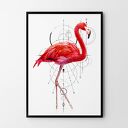 Plakat różowy flaming geometria - format 40x50 cm