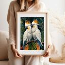 Plakat Papugi Duet Ptaki A4 - kolorowa dekoracja do mieszkania