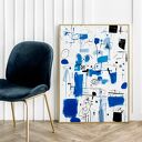 Plakat biało-niebieska abstrakcja 61x91 cm - spokojny klimat do sypialni