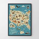 Kolorowa mapa USA - plakat 50x70 cm do wnętrza