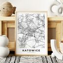 Plakat mapa Katowice 61x91 cm - nowoczesna dekoracja do salonu i gabinetu