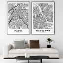 Zestaw plakatów mapa Paryż i Warszawa 50x70 cm - bez ram