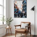 Obramowany plakat - abstrakcja Blue City w czarnej ramie - format 61x91 cm
