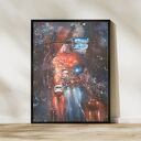 Nocne miasto w deszczu - artystyczny plakat akwarelowy A4