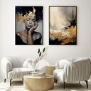 Zestaw 2 eleganckich plakatów - format 50x70 - złoto czarny kobieta