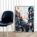 Obramowany plakat - abstrakcja Blue City w czarnej ramie - format 50x70 cm