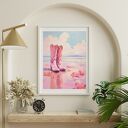 Różowy plakat boho Western Girl Retro 40x53 cm - cowgirl