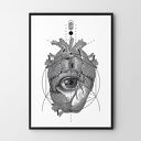 Plakat Anatomia serca - format 30x40 cm rycina ilustracja vintage