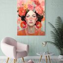 Plakat Dziewczyna z kwiatami kobieta 61x91 cm - Hogstudio