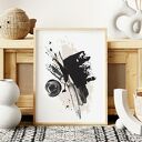 Plakat abstrakcja biało-czarna z różem - format 61x91 cm