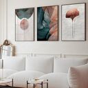 Botaniczne plakaty 40x50 cm - zestaw 3 szt. z liściem miłorzębu do salonu i sypialni (bez ram)