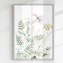 Tryptyk botaniczny 3 plakaty 40x50 cm: łąka, kwiaty i motyle