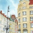 Plakat Wrocław, Mostek Pokutnic, akwarelowy