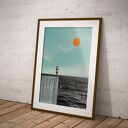 Plakat „Miło Cię znów widzieć” 30x40 cm - ocean i minimalistyczna dekoracja
