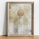 Beżowy tryptyk 3 plakatów 40x50 w stylu Mid Century Modern - abstrakcja geometryczna