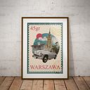 Plakat „U nas w Warszawie” 50x70 cm - kolaż PRL z Pałacem Kultury i Nauki