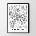 Plakat mapa Katowice 61x91 cm - nowoczesna dekoracja do salonu i gabinetu