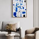 Plakat biało-niebieska abstrakcja 61x91 cm - spokojny klimat do sypialni