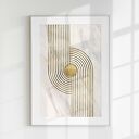 Tryptyk plakatów 30x40 cm w stylu Mid Century Modern (abstr_11) w beżowej tonacji