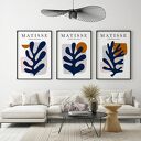 Szary zestaw 3 plakatów Leaf Matisse 50x70 cm