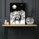 Plakat obraz nocny jeleń 50x70 cm B2 - elegancka grafika do Twojego salonu
