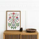 Plakat Folklor 40x50 cm z czerwonym - kwiatowy motyw Hogstudio