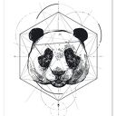 Geometryczny plakat z pandą - dekoracja ścienna A4