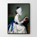 Plakat Zakazane treści 50x70 cm - kobieta z książką, portret do domu