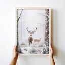 Plakat Zimowy Las - 40x50 cm z motywem zwierząt