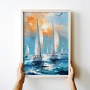 Plakat żaglówki 40x50 cm - niebieskie morze i żagle