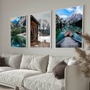 Zestaw plakatów 30x40 cm - Górskie jezioro i Dolomity (tryptyk 3 szt.)