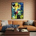 Plakat abstrakcja fluo 40x50 cm do salonu - żółty, biały i czarny