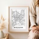 Plakat Mapa Białystok - format A4 (premium papier satynowy i nowoczesny druk)