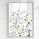 Tryptyk botaniczny 3 plakaty 40x50 cm: łąka, kwiaty i motyle