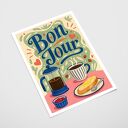 Plakat Kawa Bonjour - format A4, kolorowa ilustracja